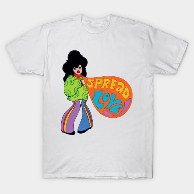 Spread the Love Hippie Girl T-Shirt by dottielamb